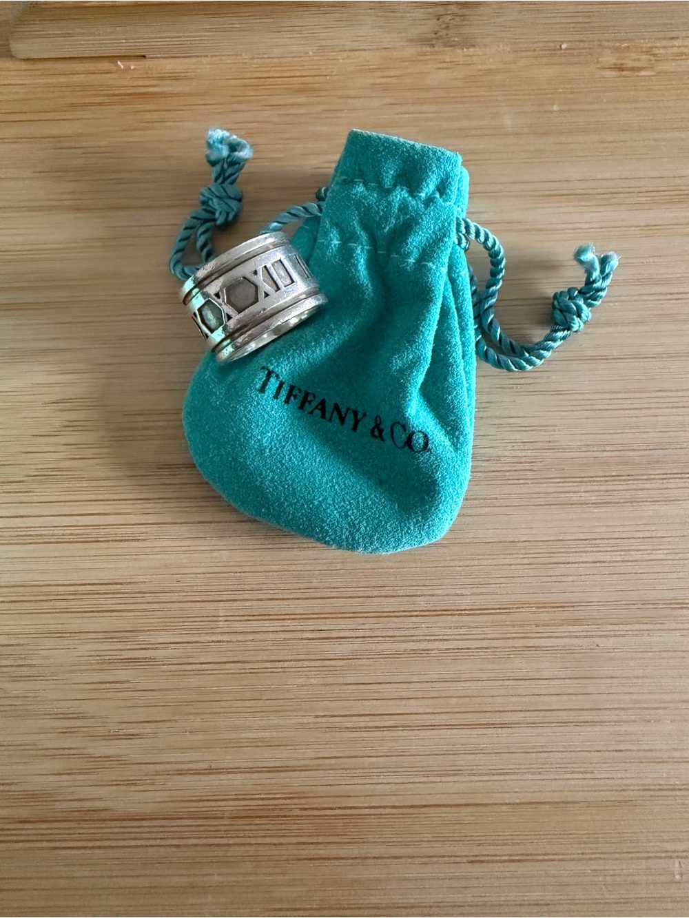 Tiffany & Co. Sterling Silver Atlas 1995 Roman ring